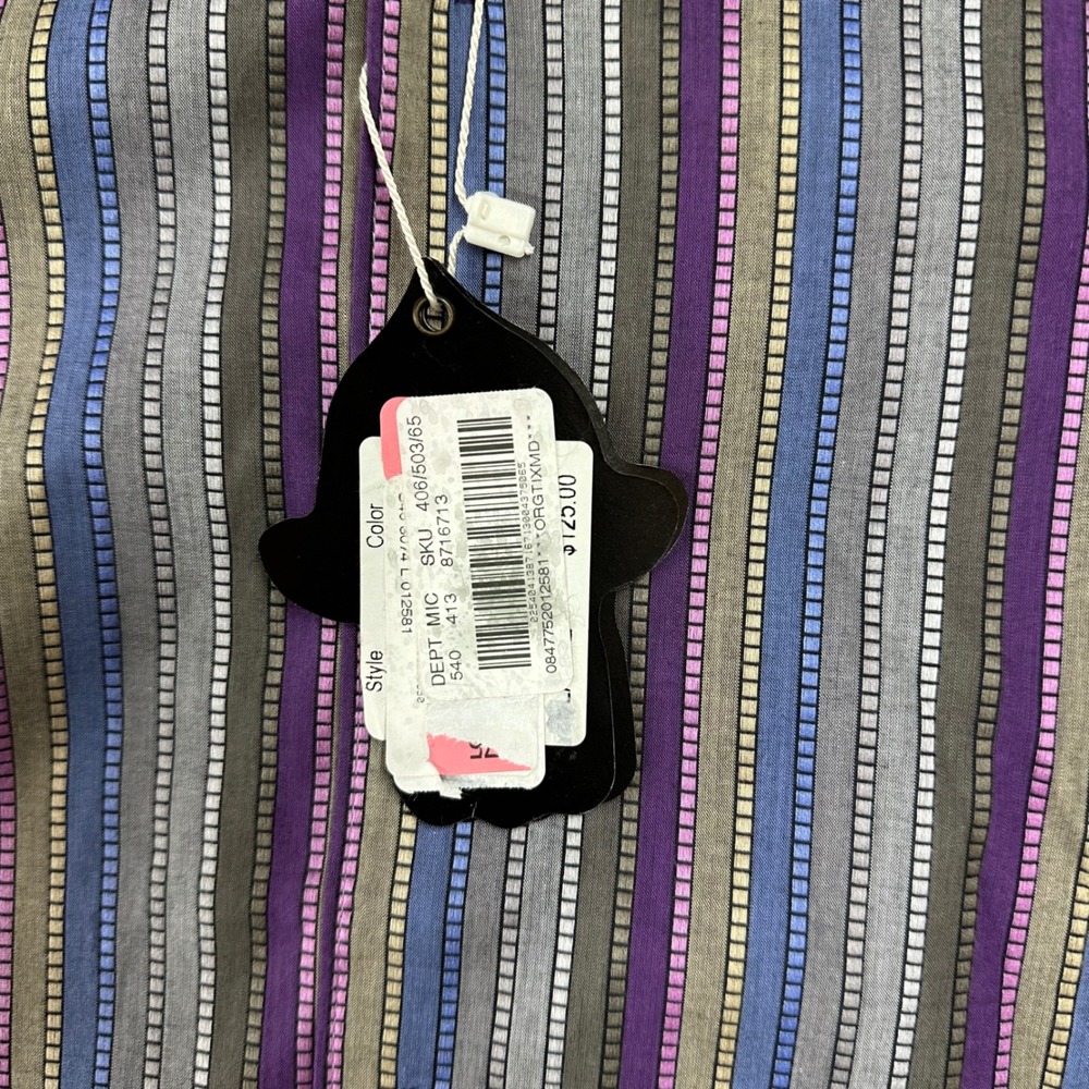 NWT Visconti Black Men's L Long Sleeve Button Down Purple Striped Designer Shirt - Picture 3 of 7